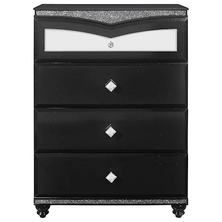 Glam 4-Drawer Chest with Felt Lined Top Drawer